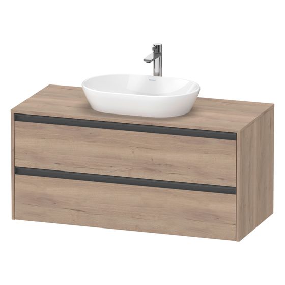 Duravit Ketho.2 Konsolenwaschtischunterbau wandh. 550x1200x568mm Eiche Marmoriert Matt M mit KSP Dekor 2 SK Griff Anthrazit