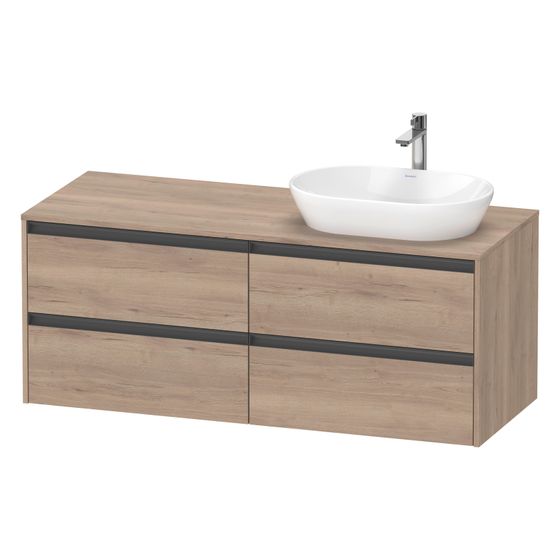 Duravit Ketho.2 Konsolenwaschtischunterbau wandh. 550x1400x568mm Eiche Marmoriert Matt M mit KSP Dekor 4 SK Griff Anthrazit