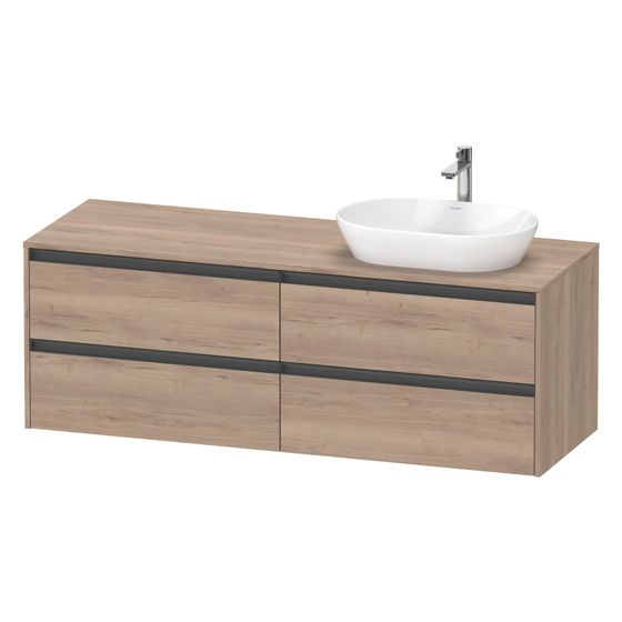 Duravit Ketho.2 Konsolenwaschtischunterbau wandh. 550x1600x568mm Eiche Marmoriert Matt M mit KSP Dekor 4 SK Griff Anthrazit