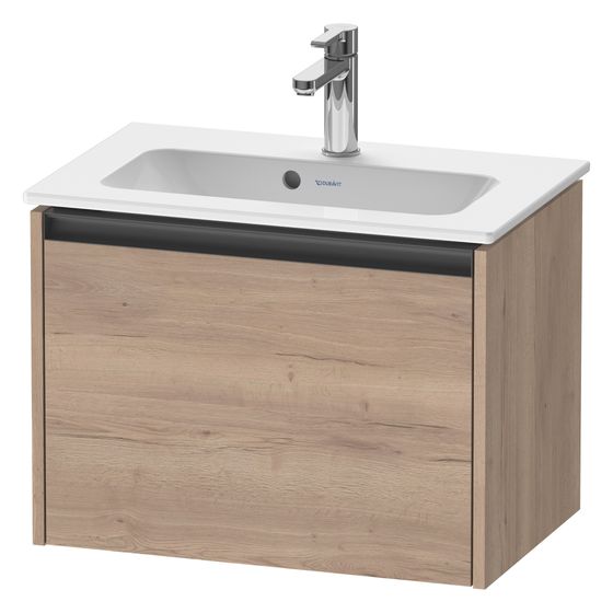 Duravit Ketho.2 Waschtischunterbau wandh. 390x610x440mm, Compact Eiche Marmoriert Matt, Griff Anthrazit, 1 Auszug