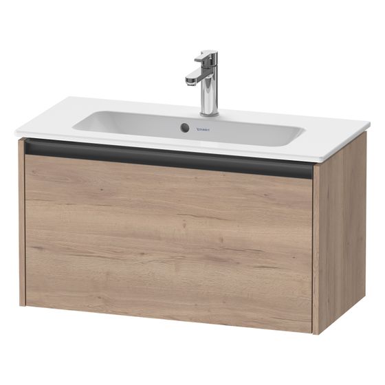 Duravit Ketho.2 Waschtischunterbau wandh. 390x810x440mm, Compact Eiche Marmoriert Matt, Griff Anthrazit, 1 Auszug