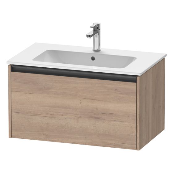 Duravit Ketho.2 Waschtischunterbau wandh. 480x810x440mm, Eiche Marmoriert Matt, Griff Anthrazit, 1 Auszug, mit Dämpfung