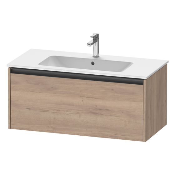Duravit Ketho.2 Waschtischunterbau wandh. 480x1010x440mm, Eiche Mar. Matt, Griff Anthrazit, 1 AZ, mit Dämpfung