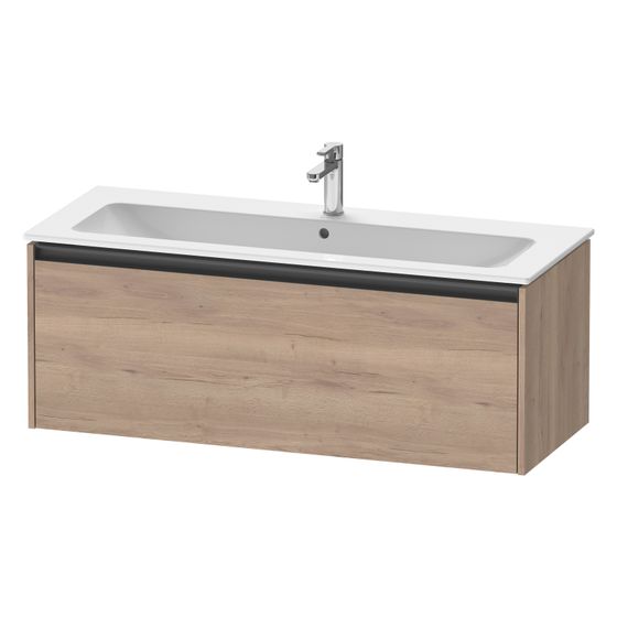 Duravit Ketho.2 Waschtischunterbau wandh. 480x1210x440mm, Eiche Mar. Matt, Griff Anthrazit, 1 AZ, mit Dämpfung