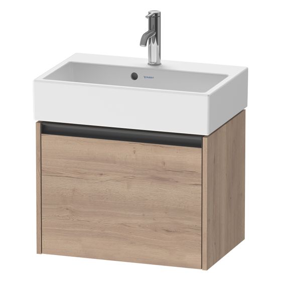 Duravit Ketho.2 Waschtischunterbau wandh. 390x584x440mm, Compact Eiche Marmoriert Matt, Griff Anthrazit, 1 Auszug