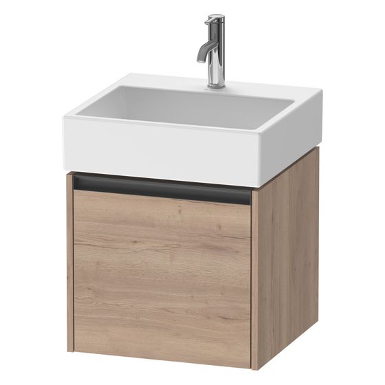 Duravit Ketho.2 Waschtischunterbau wandh. 460x484x440mm, Eiche Marmoriert Matt, Griff Anthrazit, 1 Auszug, mit Dämpfung