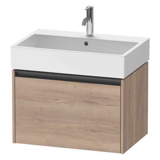 Duravit Ketho.2 Waschtischunterbau wandh. 460x684x440mm, Eiche Marmoriert Matt, Griff Anthrazit, 1 Auszug, mit Dämpfung