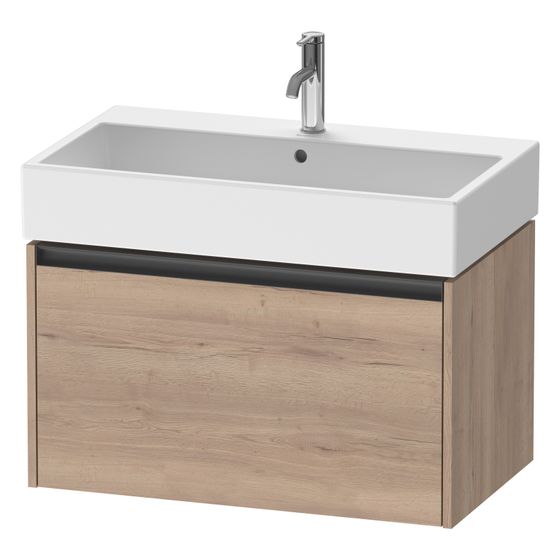 Duravit Ketho.2 Waschtischunterbau wandh. 460x784x440mm, Eiche Marmoriert Matt, Griff Anthrazit, 1 Auszug, mit Dämpfung