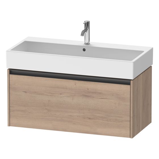 Duravit Ketho.2 Waschtischunterbau wandh. 460x984x440mm, Eiche Marmoriert Matt, Griff Anthrazit, 1 Auszug, mit Dämpfung