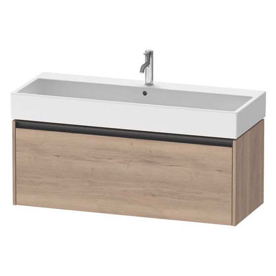 Duravit Ketho.2 Waschtischunterbau wandh. 460x1184x440mm, Eiche Mar. Matt, Griff Anthrazit, 1 AZ, mit Dämpfung