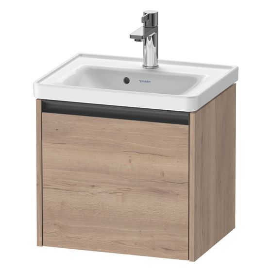 Duravit Ketho.2 Waschtischunterbau wandh. 375x484x440mm, Eiche Marmoriert Matt, Griff Anthrazit, 1 Auszug, mit Dämpfung