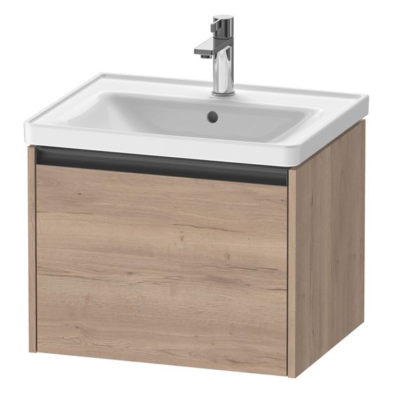 Duravit Ketho.2 Waschtischunterbau wandh. 455x584x440mm, Eiche Marmoriert Matt, Griff Anthrazit, 1 Auszug, mit Dämpfung