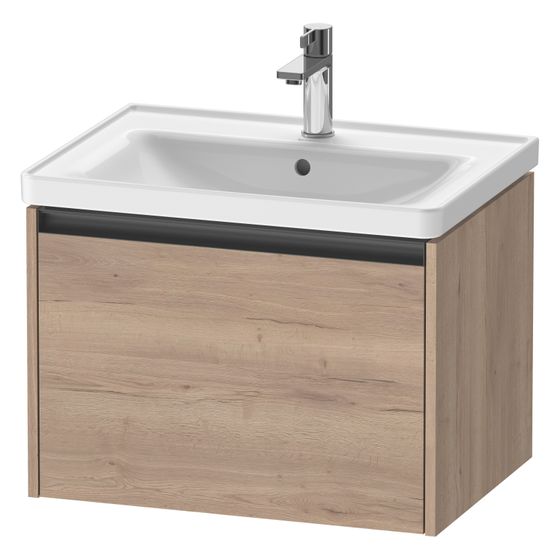 Duravit Ketho.2 Waschtischunterbau wandh. 455x634x440mm, Eiche Marmoriert Matt, Griff Anthrazit, 1 Auszug, mit Dämpfung