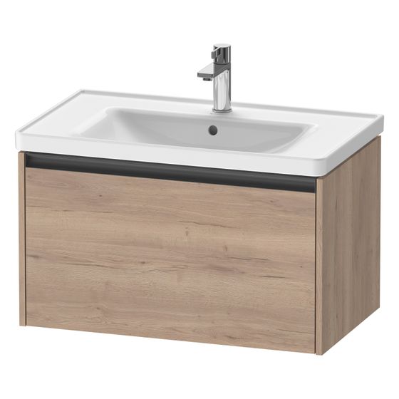 Duravit Ketho.2 Waschtischunterbau wandh. 455x784x440mm, Eiche Marmoriert Matt, Griff Anthrazit, 1 Auszug, mit Dämpfung
