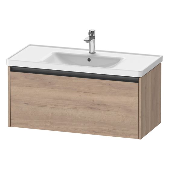 Duravit Ketho.2 Waschtischunterbau wandh. 455x984x440mm, Eiche Marmoriert Matt, Griff Anthrazit, 1 Auszug, mit Dämpfung