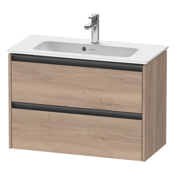 Duravit Ketho.2 Waschtischunterbau wandhäng. 390x810x549mm, Compact, Eiche Marmoriert Matt, Griff Anthrazit, 2 SK