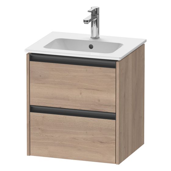 Duravit Ketho.2 Waschtischunterbau wandhäng. 420x510x549mm, Eiche Marmoriert Matt, Griff Anthrazit, 2 SK