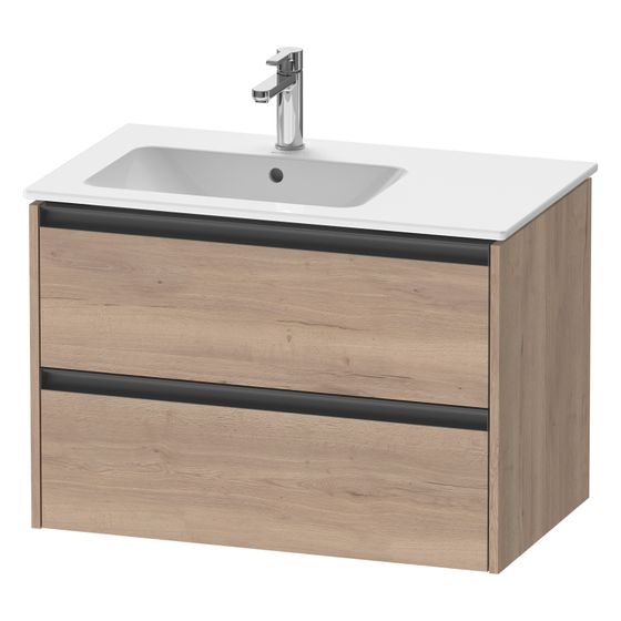 Duravit Ketho.2 Waschtischunterbau wandhäng. 480x810x549mm, Eiche Marmoriert Matt, Griff Anthrazit, 2 SK