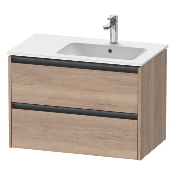 Duravit Ketho.2 Waschtischunterbau wandhäng. 480x810x549mm, R Eiche Marmoriert Matt, Griff Anthrazit, 2 SK