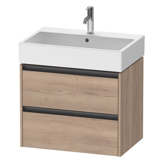 Duravit Ketho.2 Waschtischunterbau wandhäng. 460x684x549mm, Eiche Marmoriert Matt, Griff Anthrazit, 2 SK