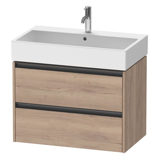 Duravit Ketho.2 Waschtischunterbau wandhäng. 460x784x549mm, Eiche Marmoriert Matt, Griff Anthrazit, 2 SK
