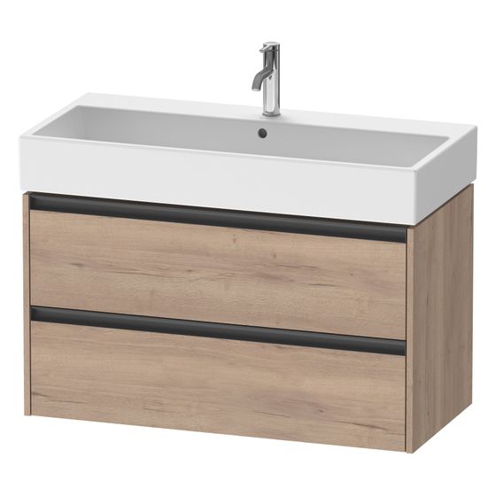 Duravit Ketho.2 Waschtischunterbau wandhäng. 460x984x549mm, Eiche Marmoriert Matt, Griff Anthrazit, 2 SK