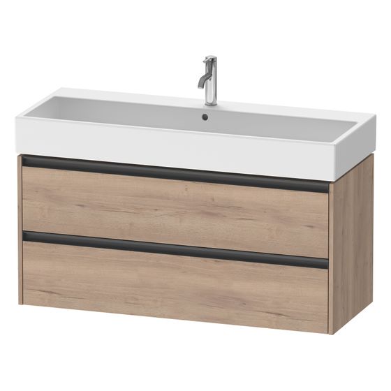 Duravit Ketho.2 Waschtischunterbau wandhäng. 460x1184x549mm, Eiche Marmoriert Matt, Griff Anthrazit, 2 SK