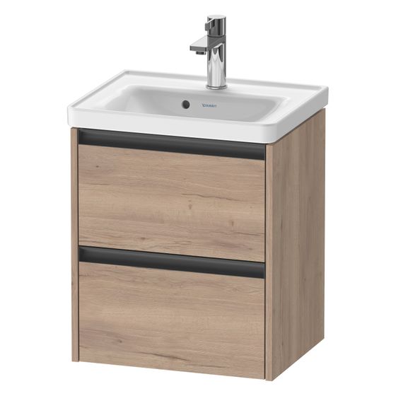 Duravit Ketho.2 Waschtischunterbau wandhäng. 375x484x549mm, Eiche Marmoriert Matt, Griff Anthrazit, 2 SK