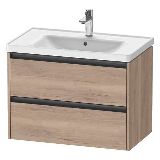 Duravit Ketho.2 Waschtischunterbau wandh. 455x784x549mm, Eiche Mar. Matt, Griff Anthrazit, 2 SK, K25283055550000
