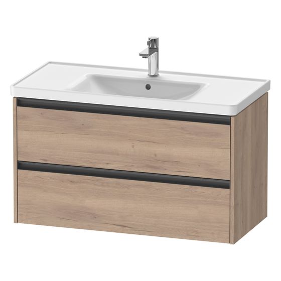 Duravit Ketho.2 Waschtischunterbau wandhäng. 455x984x549mm, Eiche Marmoriert Matt, Griff Anthrazit, 2 SK