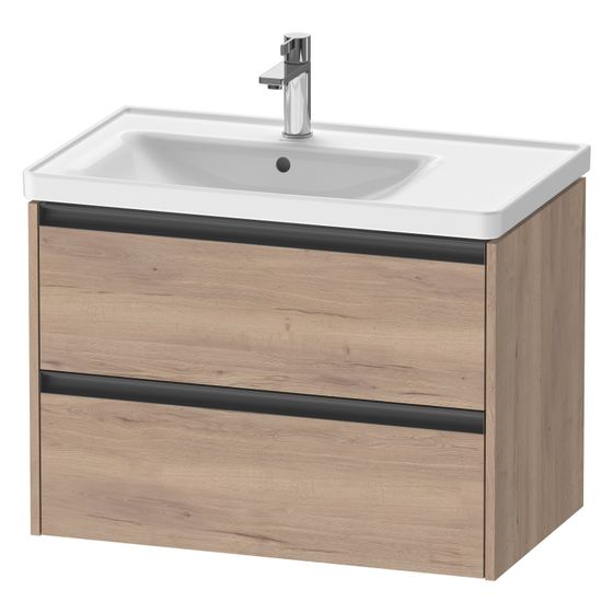 Duravit Ketho.2 Waschtischunterbau wandh. 455x784x549mm, Eiche Mar. Matt, Griff Anthrazit, 2 SK, K25285055550000
