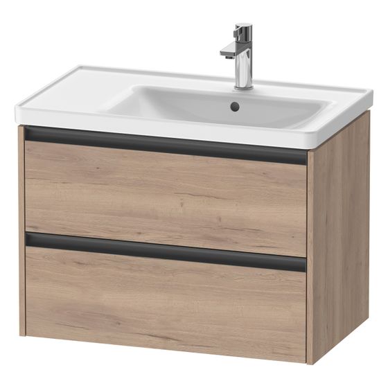 Duravit Ketho.2 Waschtischunterbau wandhäng. 455x784x549mm, R Eiche Marmoriert Matt, Griff Anthrazit, 2 SK