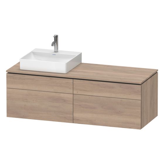 Duravit L-Cube Konsolenwaschtischunterbau wandh 550x1420x482mm L, Eiche Marmoriert Matt, mittig, mit KSP, Dekor, 2 SK Grifflos