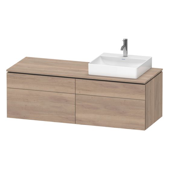 Duravit L-Cube Konsolenwaschtischunterbau wandh 550x1420x482mm R, Eiche Marmoriert Matt, mit KSP, Dekor, 2 SK, Grifflos