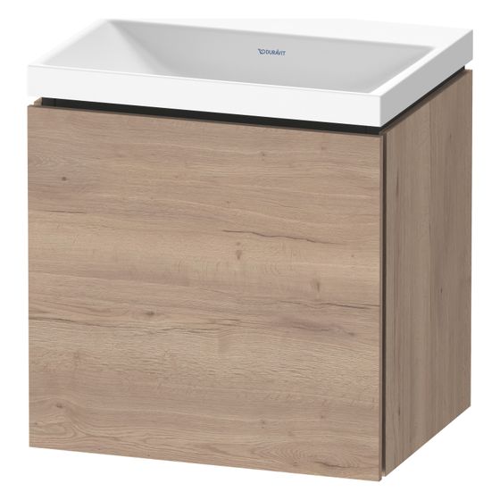 Duravit L-Cube Waschtisch-Set C-shaped wh Echtholzfurnier 350x450x480mm 1 Tür R, Eiche Marm.Matt Grifflos mit MWT 26504532D0