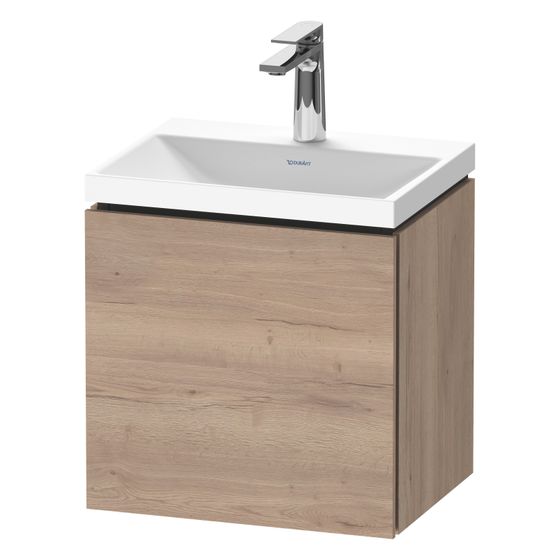 Duravit L-Cube Waschtisch-Set C-shaped wh Echtholzfurnier 350x450x480mm 1 Tür R, Eiche Marm.Matt Grifflos mit MWT 26504532D5