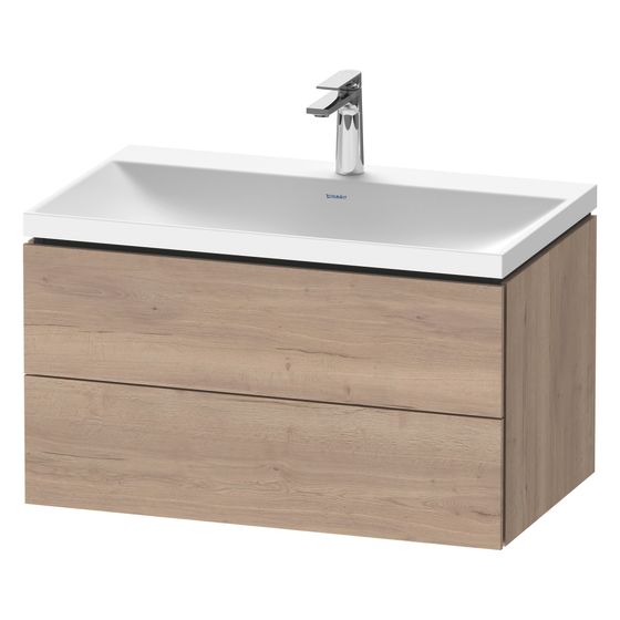 Duravit L-Cube Waschtisch-Set C-shaped wh Dekor, 480x800x480mm, Eiche Marmoriert, 2 Schubkästen Grifflos mit Möbel-WT 26508032D5