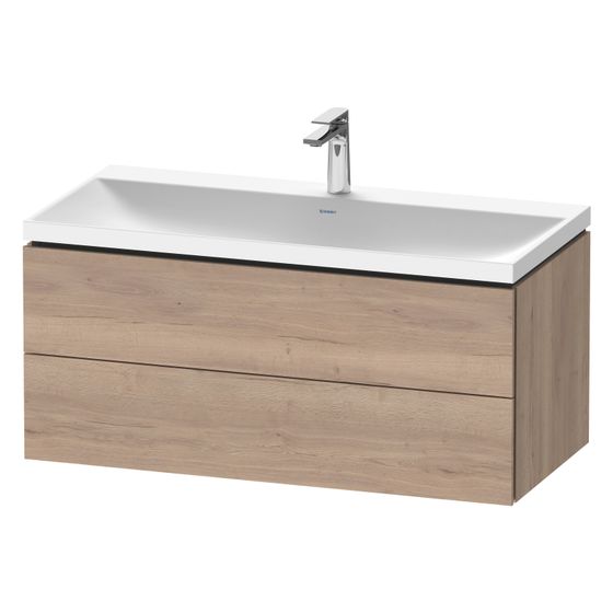 Duravit L-Cube Waschtisch-Set C-shaped wh Dekor, 480x1000x480mm, Eiche Marmoriert, 2 Schubkästen Grifflos mit MWT 26501032D5