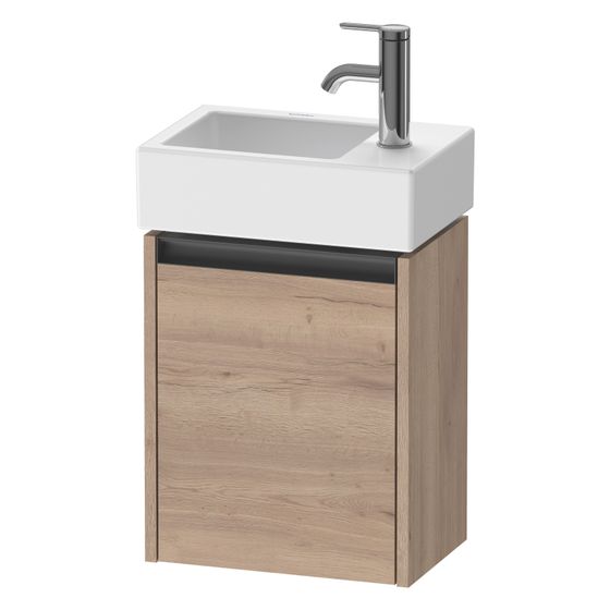 Duravit Ketho.2 Waschtischunterbau wandh. 238x364x440mm Eiche Marmoriert Matt, Griff Anthrazit, 1 Tür, Automatiktürscharnier