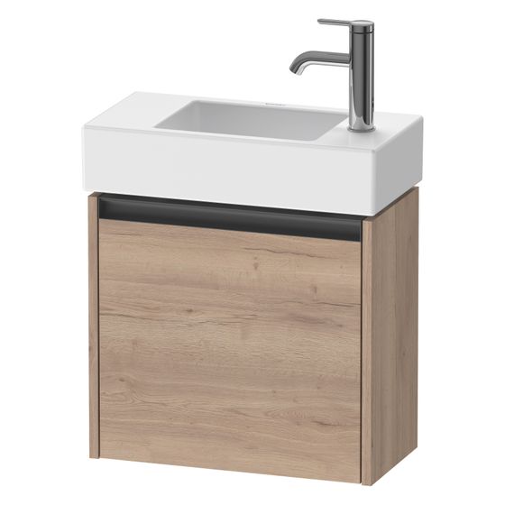 Duravit Ketho.2 Waschtischunterbau wandh. 238x484x440mm, R, Eiche Marmoriert Matt, Griff Anthrazit, 1 Tür, Automatiktürscharnier