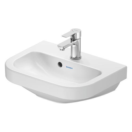 Duravit D-Code Handwaschbecken 335x450x145mm, Weiß Hochglanz, Rund,1 Waschplatz/HL mittig, mit Überlauf