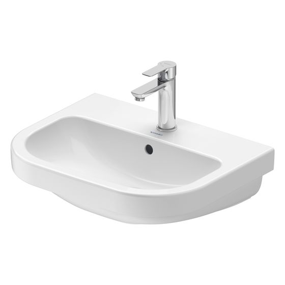 Duravit D-Code Waschtisch 430x550x165mm wandhäng. Weiß Hochglanz Rund 1 WP M 1 HL M mit Überlauf