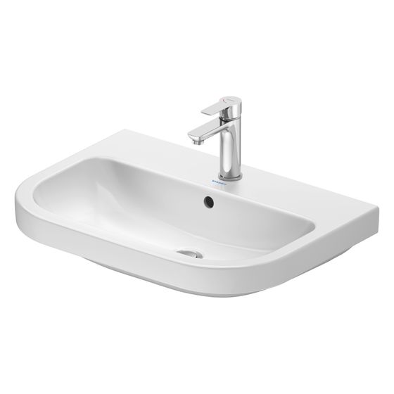 Duravit D-Code Waschtisch 460x650x165mm wandhäng. Weiß Hochglanz Rund 1 WP M 1 HL M mit Überlauf