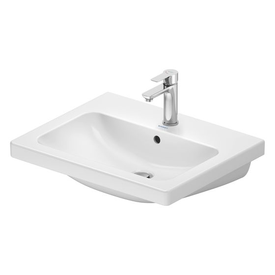 Duravit D-Code Waschtisch 480x600x165mm wandhäng. Weiß Hochglanz Rund 1 WP M 1 HL M mit Überlauf