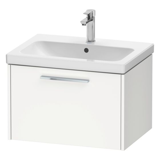 Duravit D-Code Waschtischunterbau wandhäng. 460x634x400mm, Mattweiß, 1 Auszug, Griff Chrom, mit Dämpfung