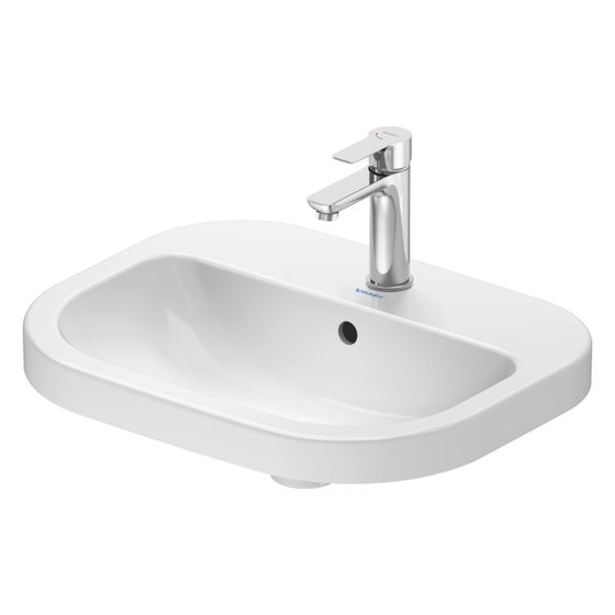 Duravit D-Code Aufsatzbecken 550mm, Weiß Hochglanz, mit ÜL und HLB, von unten und Rückwand glasiert, RW glasiert