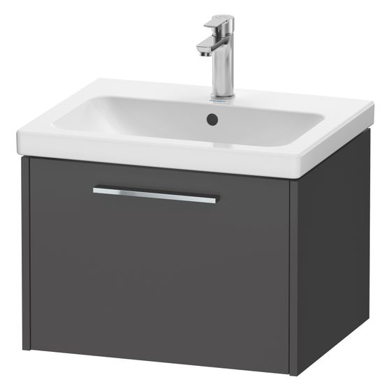 Duravit D-Code Waschtischunterbau wandhäng. 460x584x400mm, Graphit Matt, 1 Auszug, Griff Chrom, mit Dämpfung