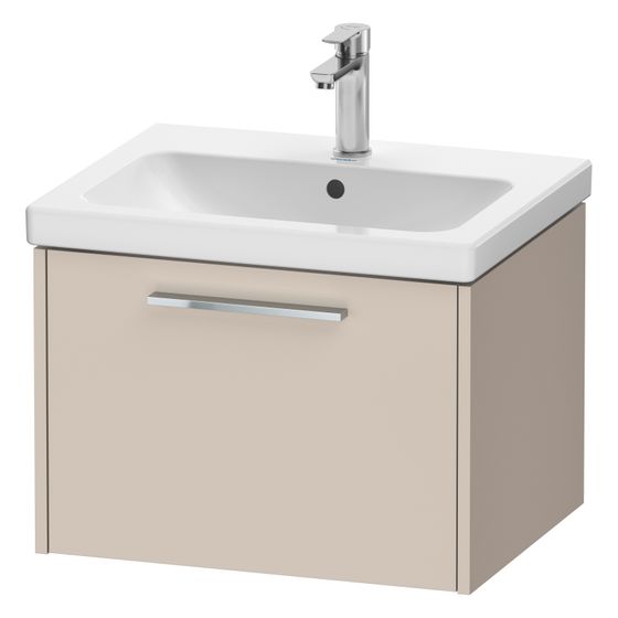 Duravit D-Code Waschtischunterbau wandhäng. 460x584x400mm, Taupe Matt, 1 Auszug, Griff Chrom, mit Dämpfung