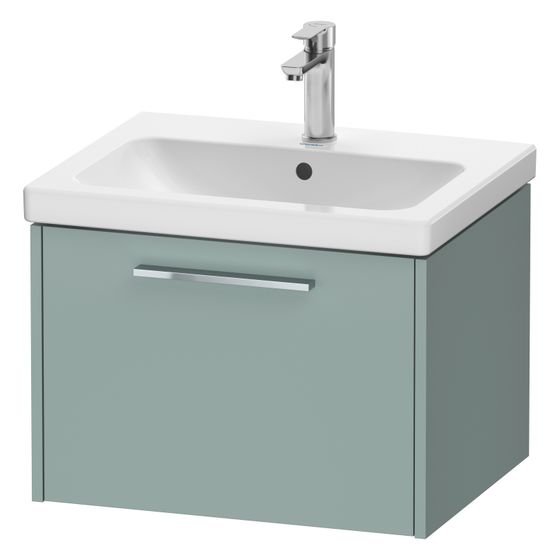 Duravit D-Code Waschtischunterbau wandhäng. 460x584x400mm, Fjordgrün Matt, 1 Auszug, Griff Chrom, mit Dämpfung