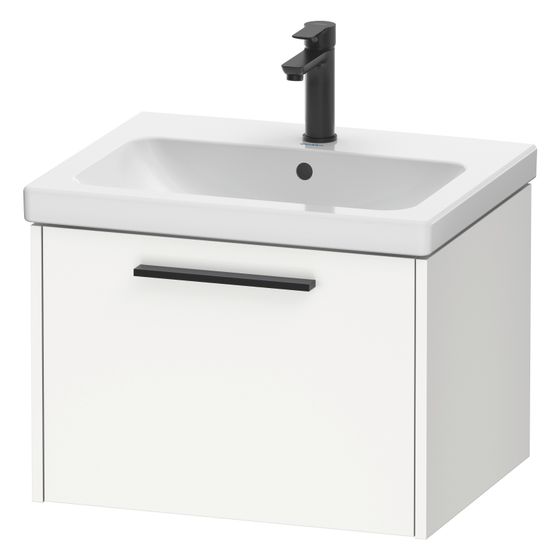 Duravit D-Code Waschtischunterbau wandh. 460x584x400mm, Mattweiß, 1 Auszug, Griff Diamantschwarz, mit Dämpfung